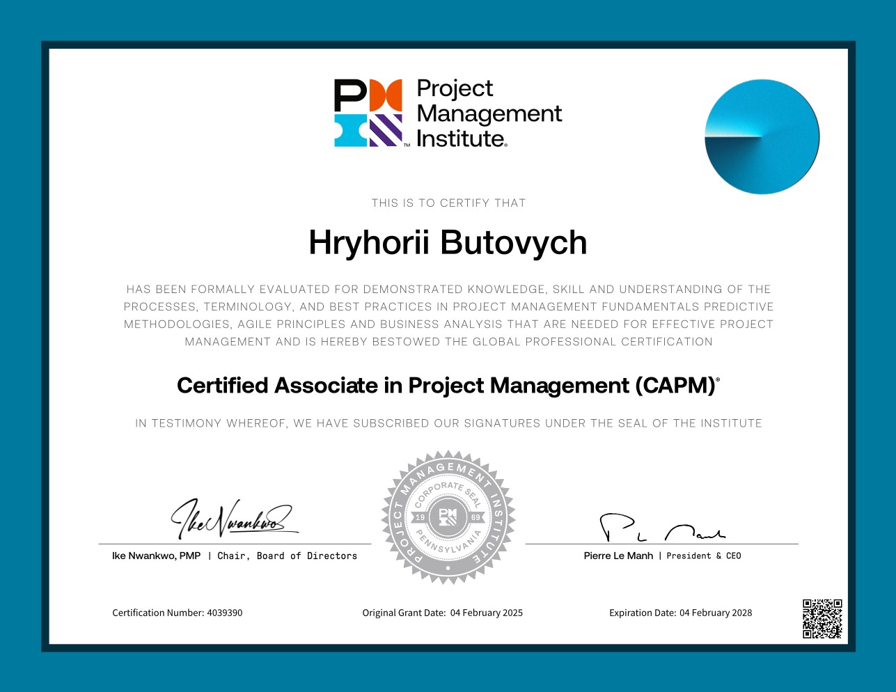 CAPM® — Certified Associate in Project Management