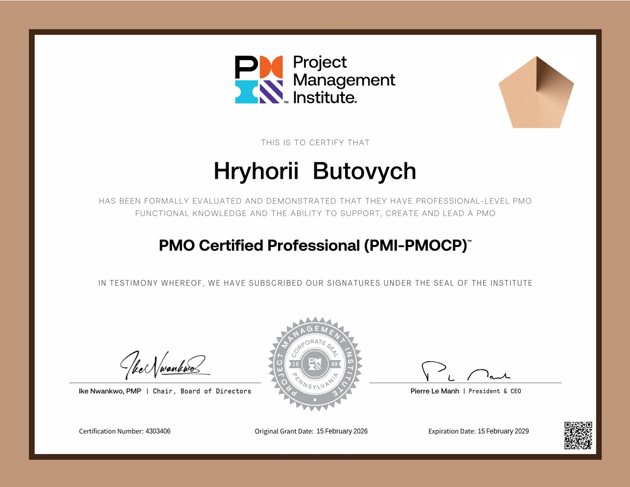 PMI-PMOCP® — PMO Certified Professional